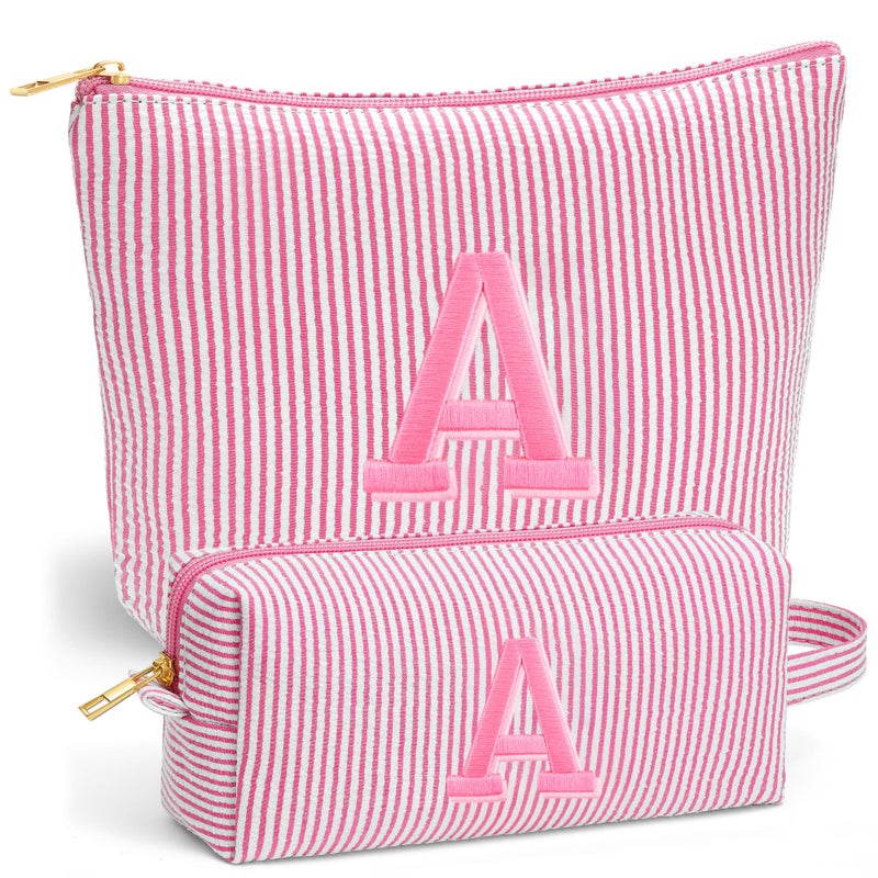 Fohufo Valentines Day Gifts for Her - Travel Initial Makeup Bag for Girls Kids, Teen Girl Gifts Trendy Stuff, 6 7 8 9 10 11 12 Year Girl Birthday Gift, Valentines Day Gift for Her Kids - Letter A - Image 1