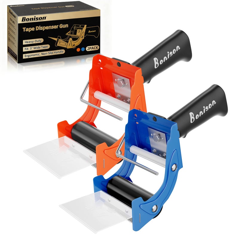 Bonison 2 Pack 3 Inch Tape Gun â€“ Heavy Duty Packaging Tape Dispenser for Fast Box Sealing, Quick Load, Industrial Grade Durability - Image 1