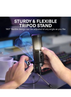 Maono PM461TR RGB Light USB Gaming PC Microphone Lite Bundle for Recording Podcasting Streaming YouTube Twitch Skype and Compatible with PS4 PS5 Black  - Image 2