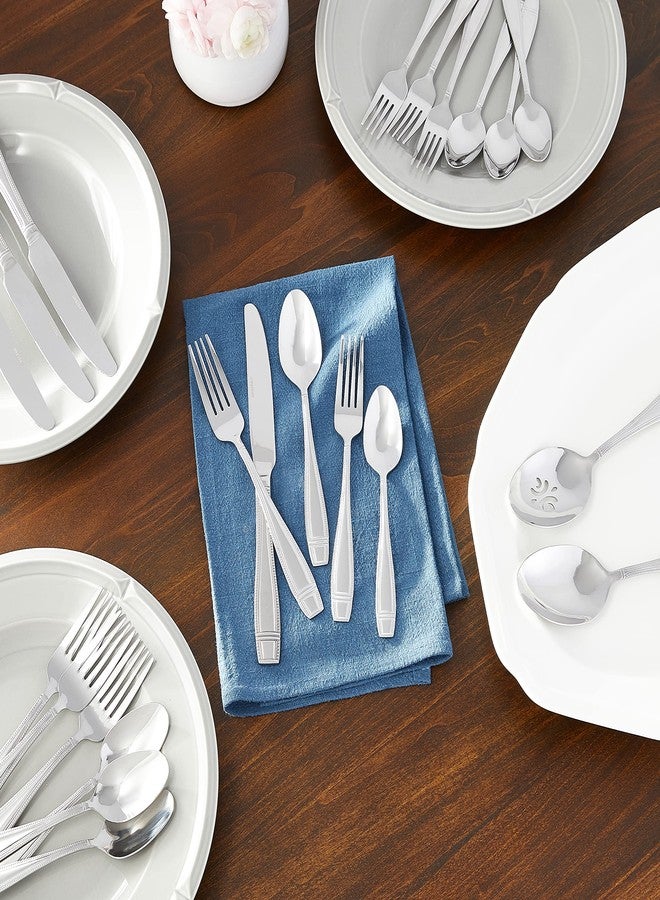 Oneida Ellis 42 Piece Everyday Flatware, Service for 8 18/0 Stainless Steel, Silverware Set - Image 2