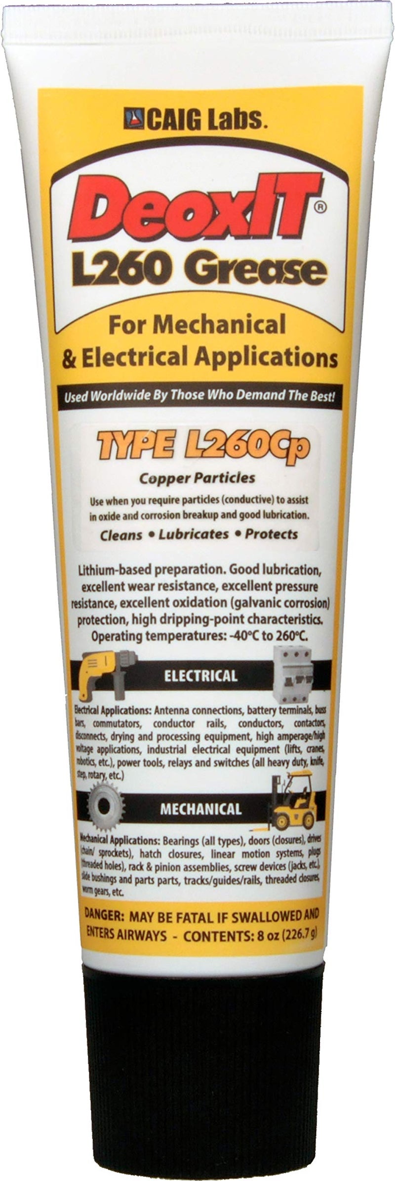 CAIG Laboratories, DeoxIT L260-C8, Lithium Grease, Copper Particles, 226g Squeeze Tube, Pack of 1 - Image 5