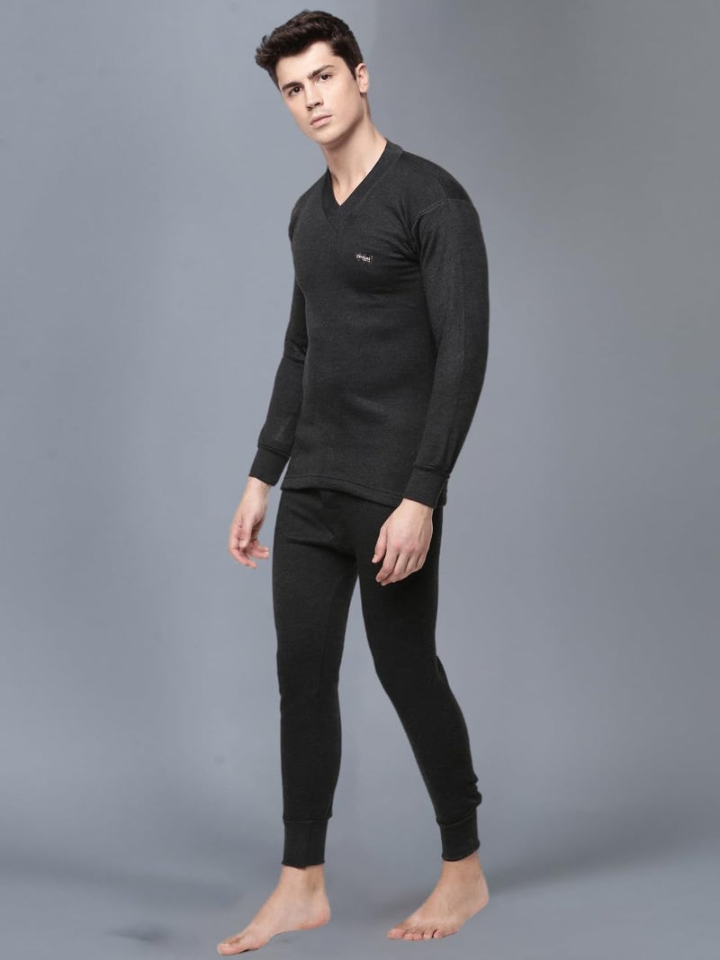 Dollar Wintercare Men's Thermal V Neck Vest Set (MWMF-02-MWMT-02-S/24-BLUK_L_8909141048778) Black - Image 2