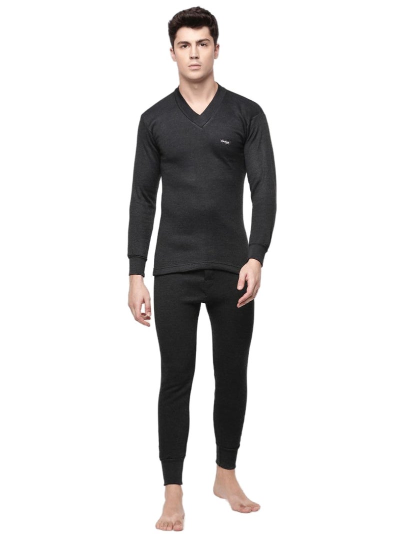 Dollar Wintercare Men's Thermal V Neck Vest Set (MWMF-02-MWMT-02-S/24-BLUK_L_8909141048778) Black - Image 1