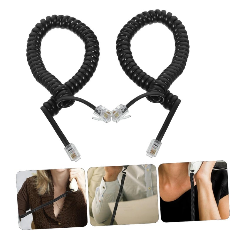 Coiled Telephone Cord Replacement 10 Feet Black Landline Phone Line Cable - Image 3