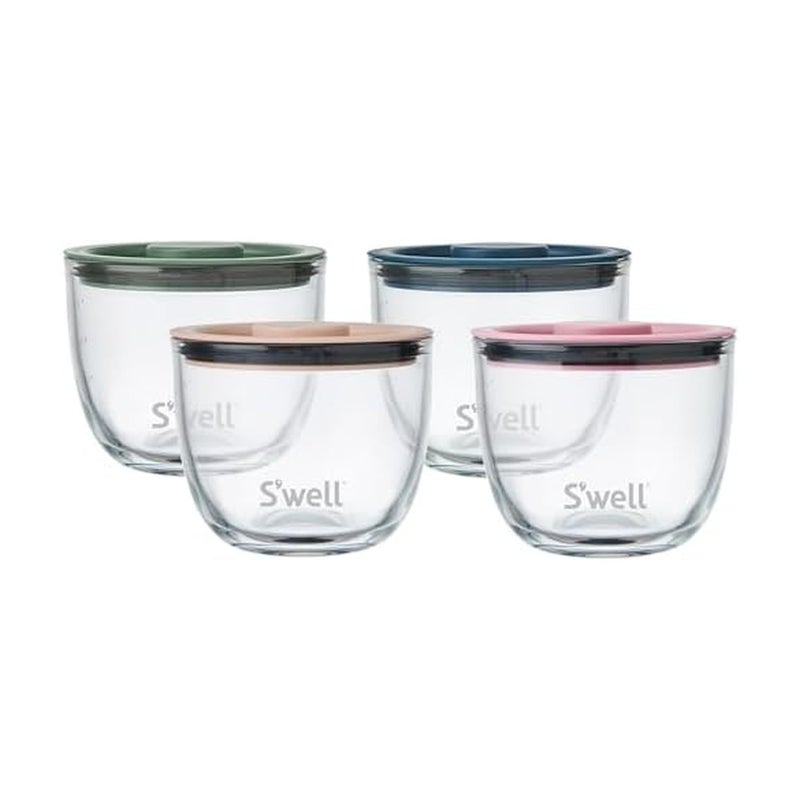 S'well 12oz Glass Prep Bowl Set of 4 For Easy Meal Prep, Vintage Pastels, Made From Durable Tempered Glass, Nests Inside 21.5oz - Image 1