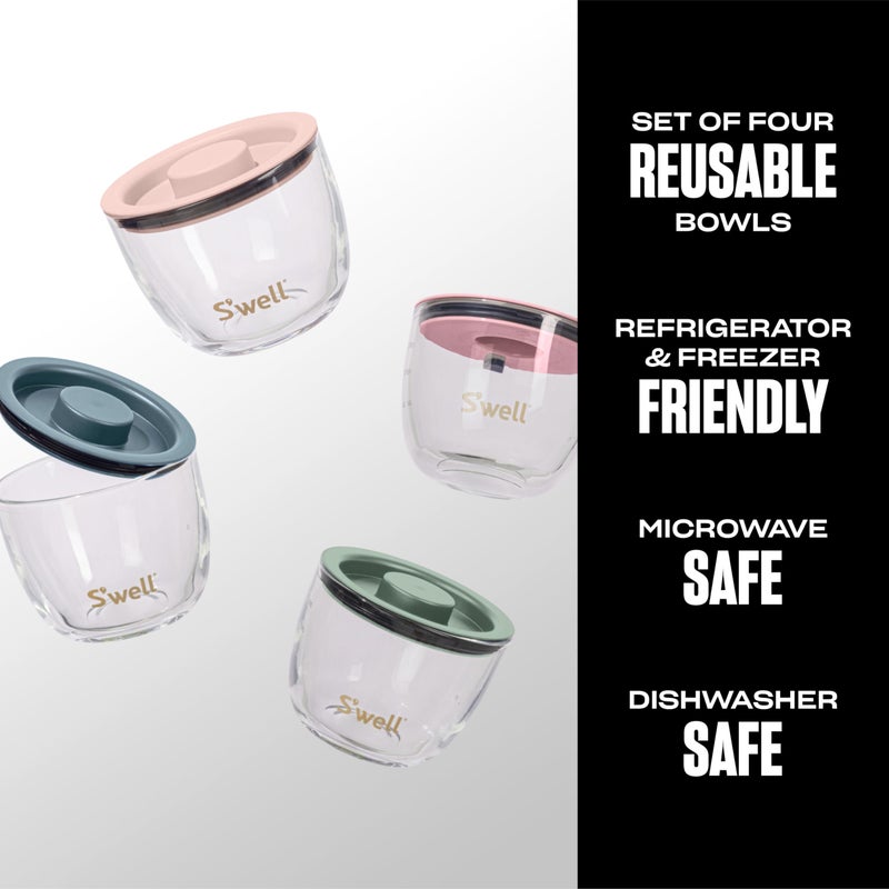 S'well 12oz Glass Prep Bowl Set of 4 For Easy Meal Prep, Vintage Pastels, Made From Durable Tempered Glass, Nests Inside 21.5oz - Image 2