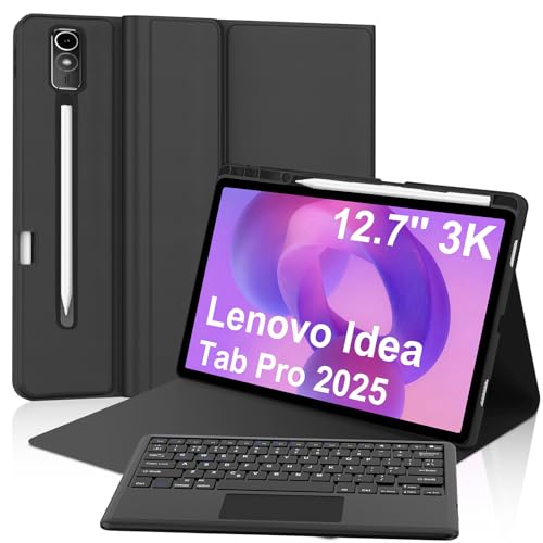 BORIYUAN Keyboard Case for Lenovo Idea Tab Pro 12.7 Inch 2025, Detachable Wireless Bluetooth Touch Keyboard Folio Smart Cover with Pencil Holder - Image 1