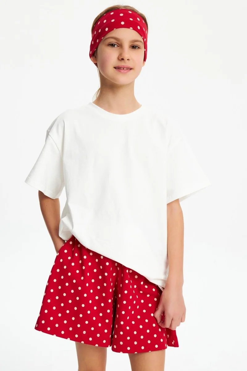 Babygiz Red Polka Dot-White Girls Cotton Combed T-Shirt Bandana Set of 2 - Sports Comfortable Best Of Collection 3