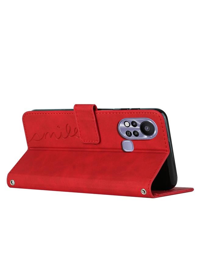 S-TOP Case For Infinix Hot 11s Skin Feel Heart Pattern Leather Phone Case With Lanyard - Image 3