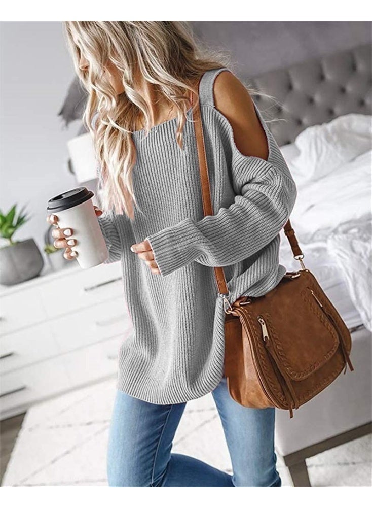 NIBEMINENT Autumn and Winter  Fashion Strap Long Sleeve Off-Shoulder Pullover Knitted Sweater Women - Image 1