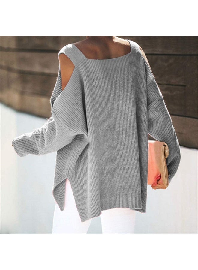 NIBEMINENT Autumn and Winter  Fashion Strap Long Sleeve Off-Shoulder Pullover Knitted Sweater Women - Image 2