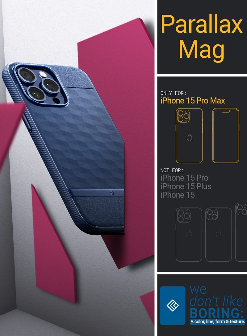 Caseology غطاء Parallax Mag لهاتف iPhone 15 Pro MAX MagSafe من الدرجة العسكرية - أزرق داكن - Image 2