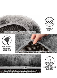 joyzzz 3 Piece Bath Set, Contour Mat + Toilet Seat Cover, Super Long, Soft Microfiber, Water Absorbent Non-Slip Fast Drying Bath Mats with PVC Point Rubber Backing (Grey)  - Image 4