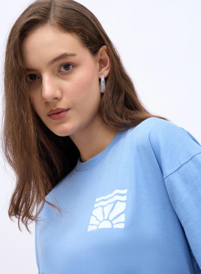 ستايلي تيشيرت ستايلي بطبعة جرافيك بياقة دائرية مقاس كبير - Image 4