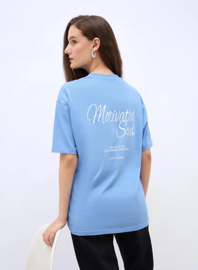 Styli Styli Graphic Print Crew Neck Oversized T-Shirt