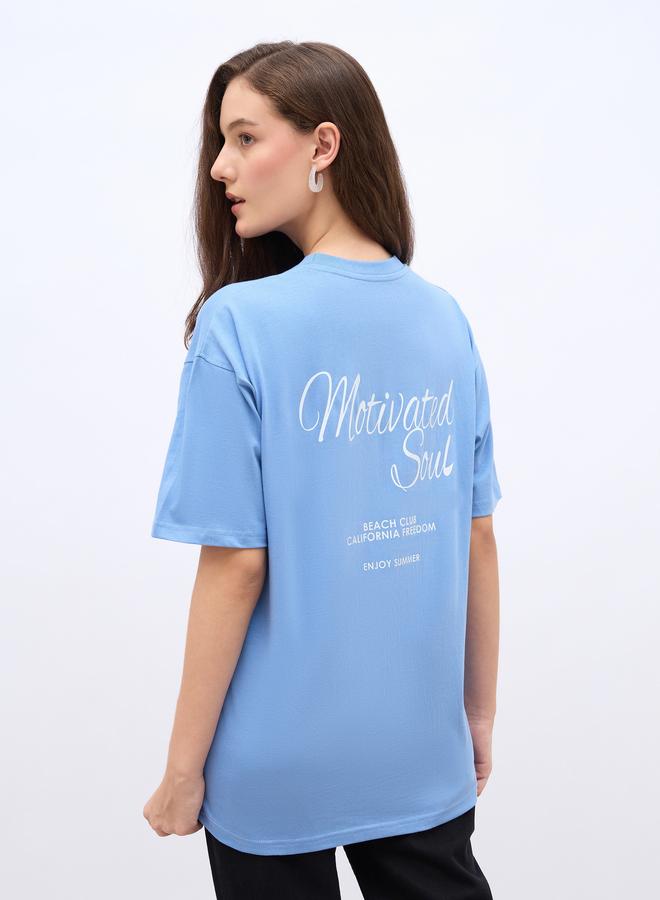 ستايلي تيشيرت ستايلي بطبعة جرافيك بياقة دائرية مقاس كبير - Image 5