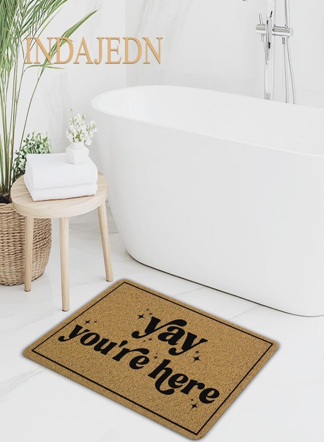 INDAJEDN Yay You're Here Door Mat Doormat, Trendy Black and White Funny Welcome Mats for Front Door Porch Outside Inside Outdoor Indoor Entrance Entryway, 18x30 Inch - Image 4