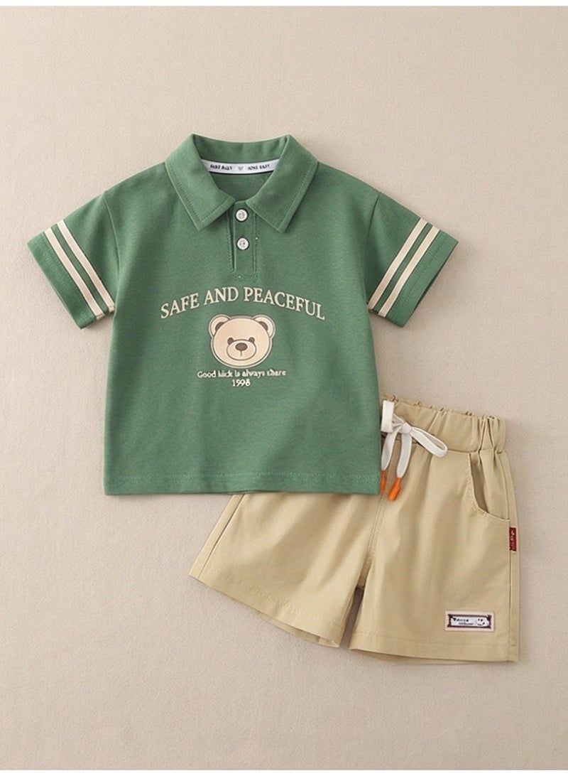 baby boy ootd korean outfit for kids baby boys clothes kids fashion Child clothes suits cotton 2Pcs Casual polo for kids - Image 4