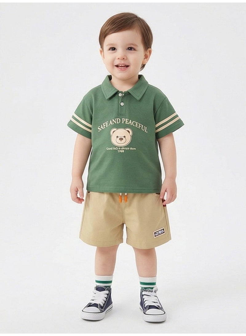 baby boy ootd korean outfit for kids baby boys clothes kids fashion Child clothes suits cotton 2Pcs Casual polo for kids - Image 3