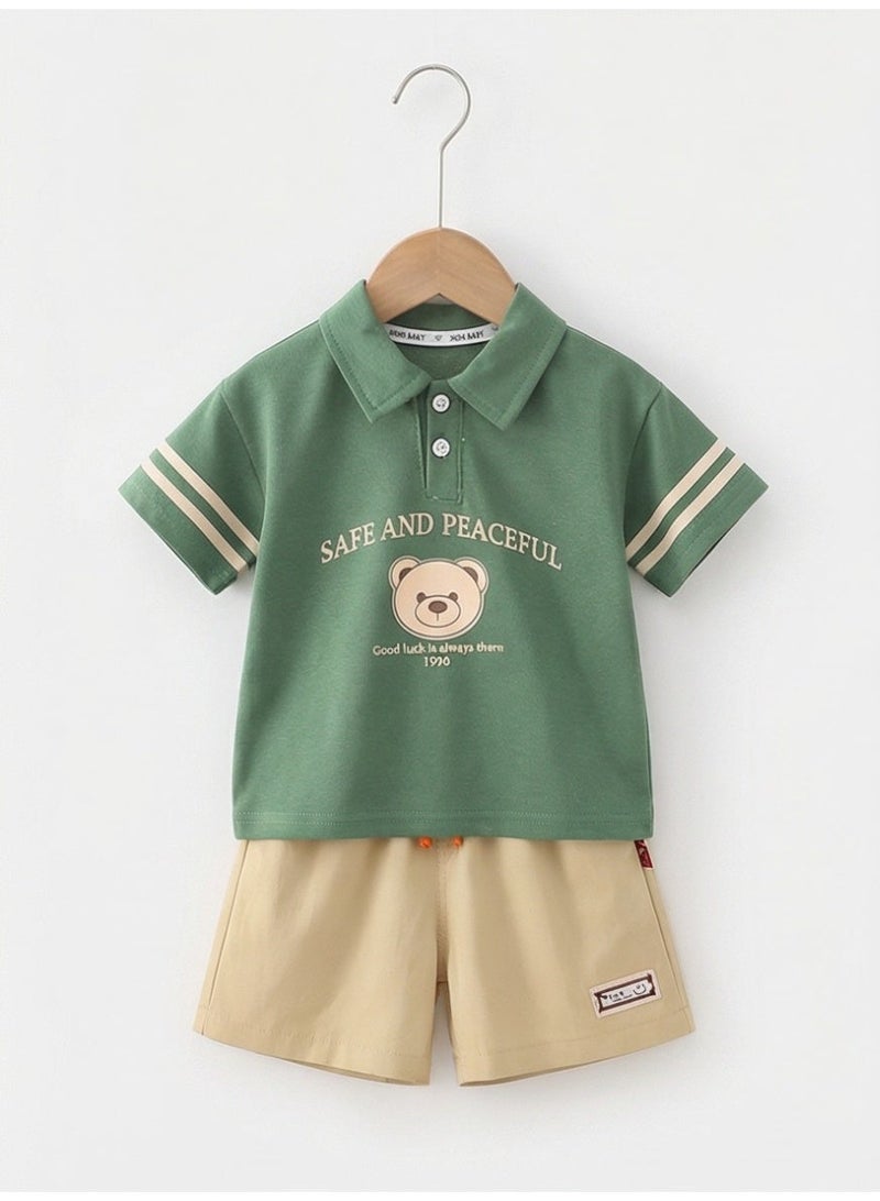 baby boy ootd korean outfit for kids baby boys clothes kids fashion Child clothes suits cotton 2Pcs Casual polo for kids - Image 1