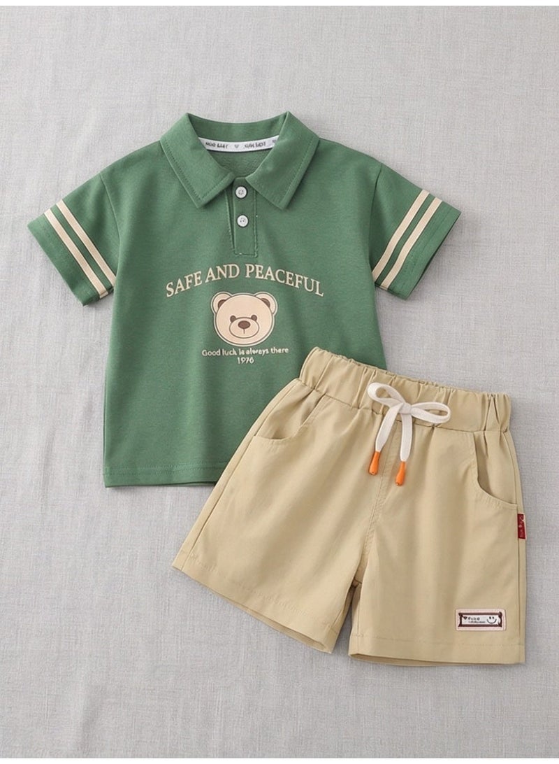 baby boy ootd korean outfit for kids baby boys clothes kids fashion Child clothes suits cotton 2Pcs Casual polo for kids - Image 2