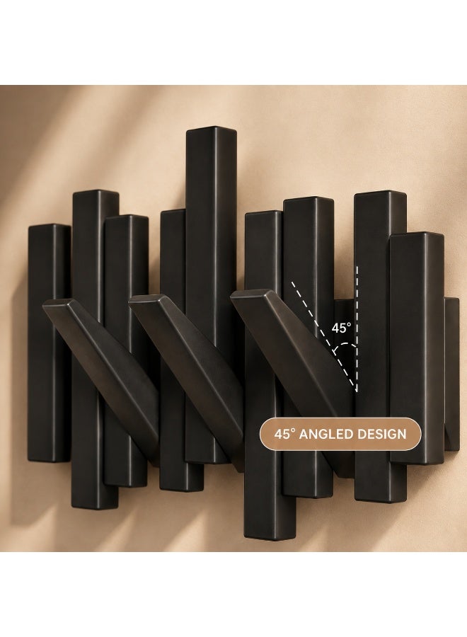 ALMiHomi Modern Wall Mounted Abaya and Thobe Coat Rack with Foldable Hooks, Heavy Duty Bisht Hanger for Entryway and Majlis, No Drill Clothes Hook, Black - Image 4