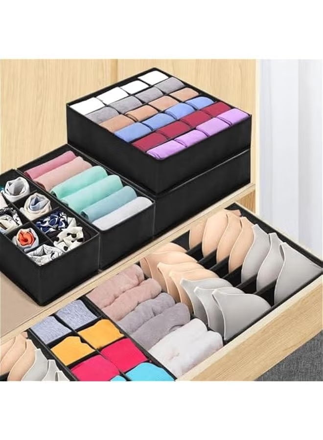 8 Packs Drawer Organizers for Clothing with 90 Cells Fabric Foldable Grids Dividers Box for Socks,Underwear, Bras and Ties - Image 3
