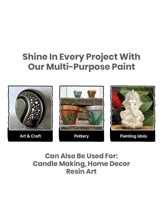 Granotone طلاء أكريليك فينيزيا معدني من GRANOTONE، غير قابل للتلاشي ولامع، طلاء أكريليك معدني غني بالأصباغ، ألوان معدنية غير سامة، مثالي للأطفال والفنانين والمبتدئين، فضي، 50 مل - Image 5