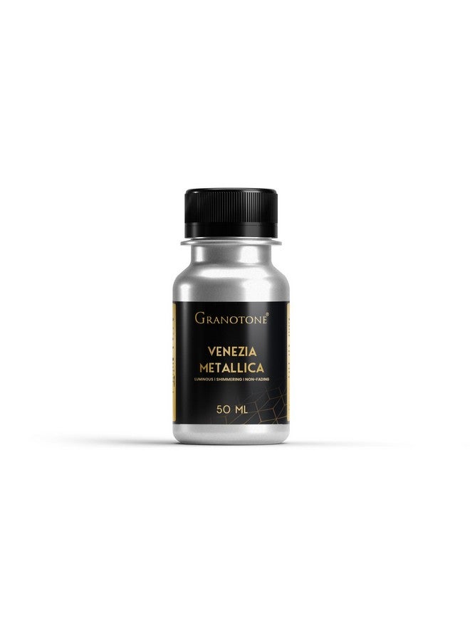 Granotone طلاء أكريليك فينيزيا معدني من GRANOTONE، غير قابل للتلاشي ولامع، طلاء أكريليك معدني غني بالأصباغ، ألوان معدنية غير سامة، مثالي للأطفال والفنانين والمبتدئين، فضي، 50 مل - Image 1