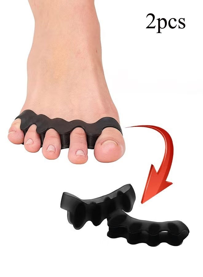 واي جيه فواصل أصابع القدم استخدام للصحة والجمال، الباديكير، التهاب اللفافة الأخمصية، أصابع المطرقة، أصابع المخلب، حالات قدم أخرى، باديكير للرجال والنساء، قطعتان باللون الأسود - Image 1