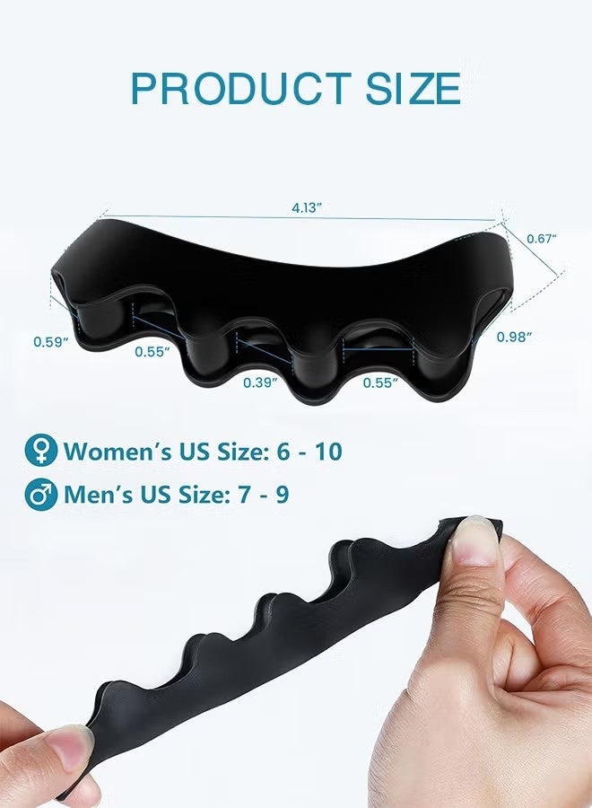 واي جيه فواصل أصابع القدم استخدام للصحة والجمال، الباديكير، التهاب اللفافة الأخمصية، أصابع المطرقة، أصابع المخلب، حالات قدم أخرى، باديكير للرجال والنساء، قطعتان باللون الأسود - Image 2