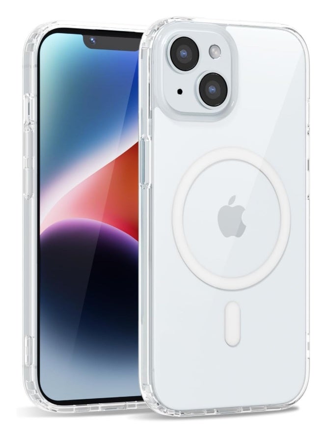 DUSALA iPhone 14 Plus Clear Magnetic Cover Mag Safe Compatible Hybrid Protective Crystal Clear Hard Back Case Shockproof Silicone Frame Slim Transparent Case for Apple iPhone 14 Plus  - Image 1