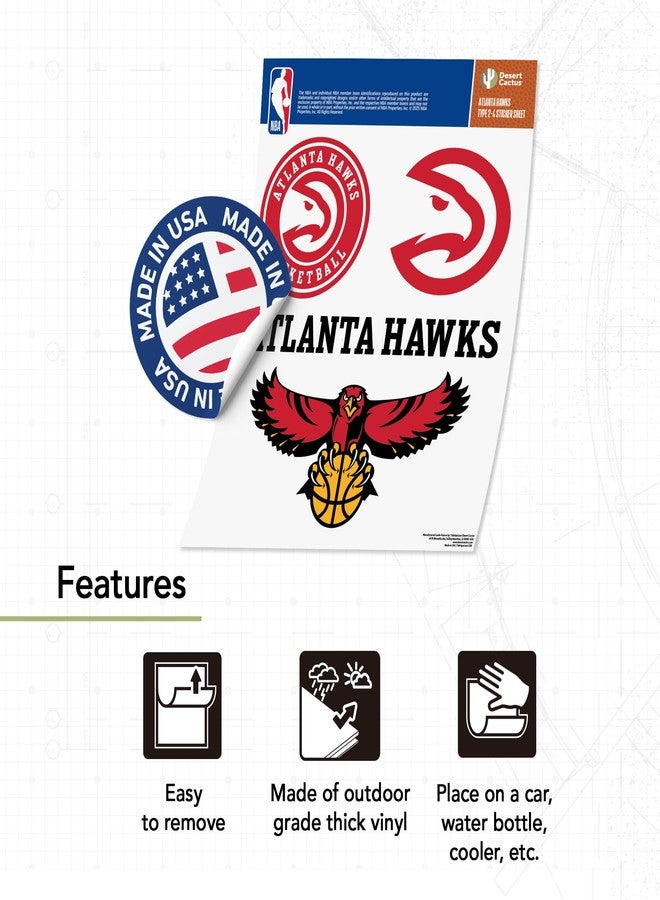 Desert Cactus Atlanta Hawks NBA Officially Licensed Sticker Vinyl Decal Laptop Water Bottle Car Scrapbook (Type 2-4) - Image 2