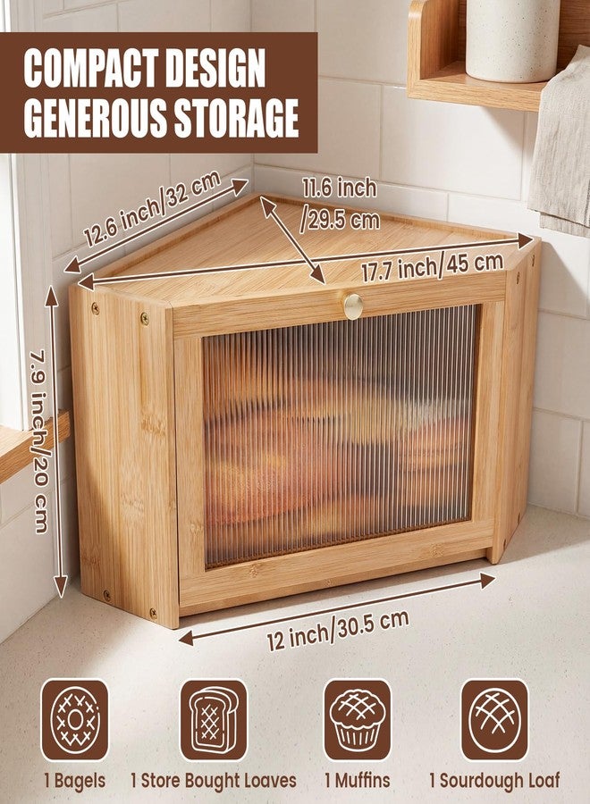 AceOrbit Corner Bread Box for Kitchen Counter Large Bamboo Bread Storage Container Bamboo Farmhouse Breadbox Large Capacity Box with Acrylic Door Breadbox Under Cabinet Mount for Kitchen - Image 2