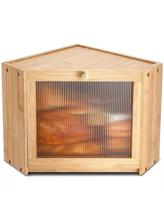 AceOrbit Corner Bread Box for Kitchen Counter Large Bamboo Bread Storage Container Bamboo Farmhouse Breadbox Large Capacity Box with Acrylic Door Breadbox Under Cabinet Mount for Kitchen - Image 1
