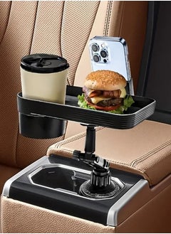 Garlo Adjustable car cup holder tray, 3-in-1 car food tray, universal car cup holder with tray, phone holder, rotating car cup holder, extended car feeding tray, multifunctional car cup holder  - Image 5