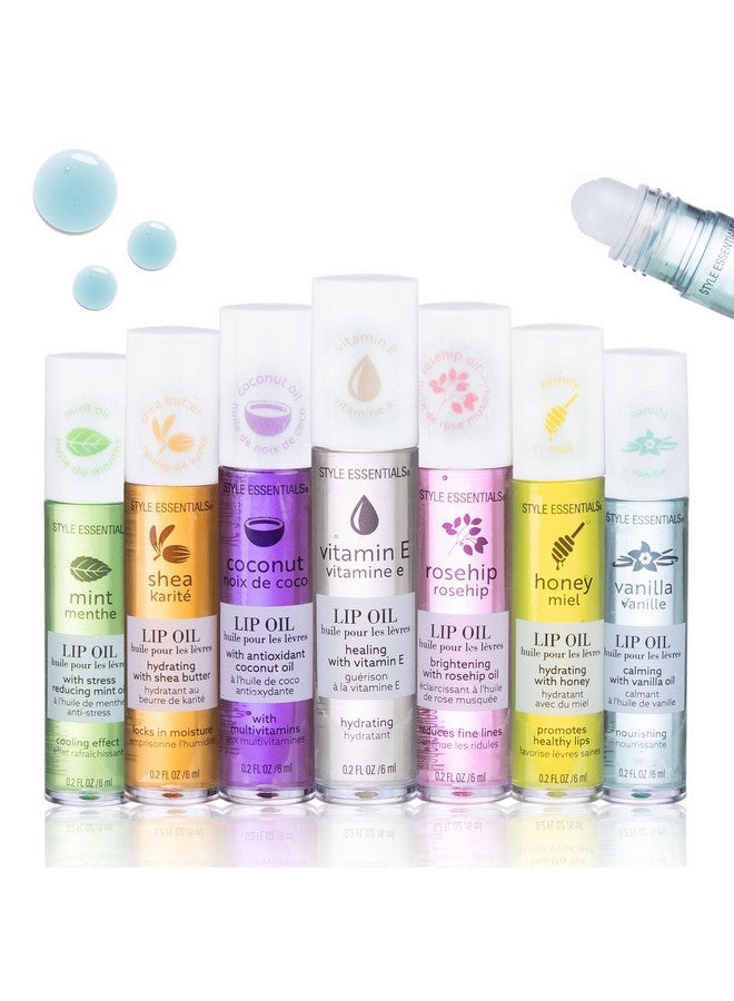 Expressions 7Pc Lip Oil Collection With Essential Oilshydrating Roll On Lip Oils Infused Wnatural Healing Essential Oilsrollerball Lip Oils Vitamin Enriched Lip Glow Oil Set - Image 1