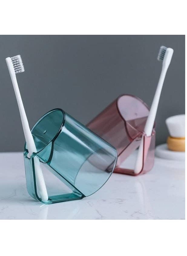 LOCANS LOCANS Brush Holder Cup Mouthwash Cup with Handle Durable Couples Brushing Cup Plastic Transparent Tooth MugMulticolor  - Image 4
