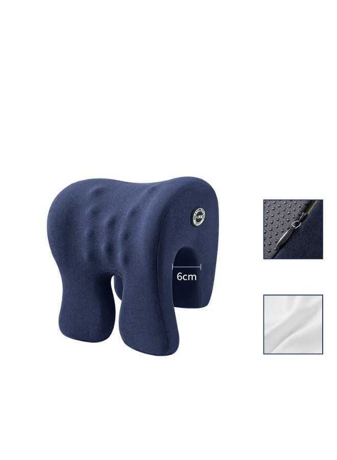 Memory Foam Office Nap Pillow with Neck Support, Soft Unlined Desk Headrest for Adults & Students, Ergonomic Chair Sleeping Device for Travel & Lunch Break Rest, Navy Blue