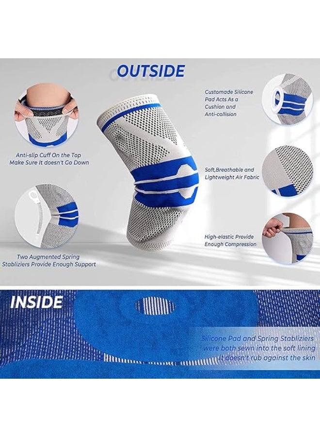 دعامة للركبة، مشد ضاغط للركبة مزود بوسادة جل للرضفة ومثبتات جانبية زنبركية؛ حماية طبية للركبة مناسبة للجري، وحالات تمزق الغضروف الهلالي، والتهاب المفاصل، وتخفيف آلام المفاصل، وإصابات الرباط الصليبي الأمامي (ACL). - Image 2