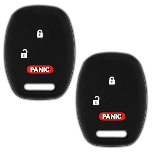 KeylessOption 2x KeylessOption Key Fob Cover Replacement for 2005 2006 2007 2008 2009 2010 2011 2012 2013 2014 2015 2016 2017 Honda Accord Pilot Odyssey Civic Ridgeline CRV CRZ Fit Insight Remote Silicone, 3-Button - Image 1