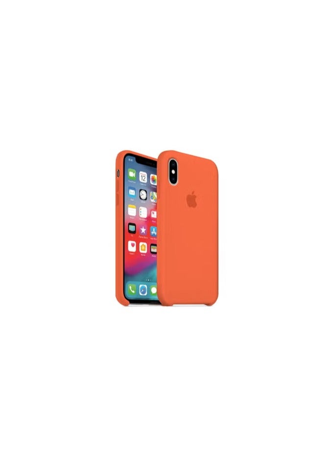 CATANES Premium Silicone Cover for iPhone XS - Soft, Slim and Shockproof Protection Orange Color - Image 1