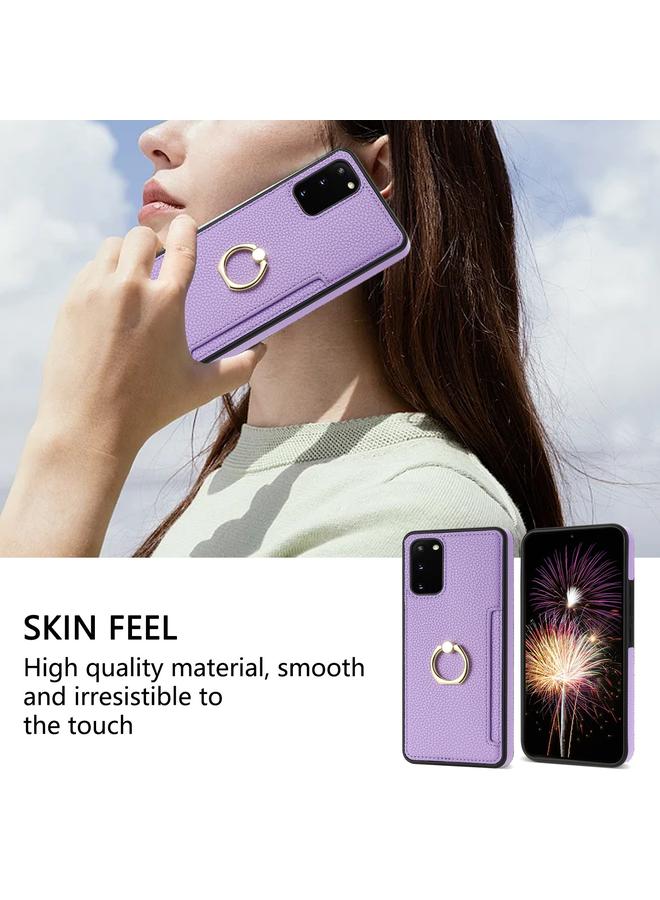 اس-توب جراب لهاتف Samsung Galaxy A13 4G/5G / A04 جراب خلفي من الجلد الليتشي بحلقة بطاقة - Image 4