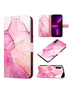 HuHa Case Cover For Xiaomi Redmi 9A / Redmi 9i India / Redmi 9AT PT003 Marble Pattern Flip Leather Phone Case Pink Purple Gold LS001 
