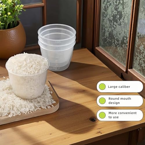 RyanDesign 5-Pack 160ml Transparent Rice Measuring Cups | Clear ML/Cup Markings | Multi-Purpose Dry & Liquid Ingredient Cups | Stackable Food-Grade PP Kitchen Utensils for Cooking, Baking & Daily Use - Image 2