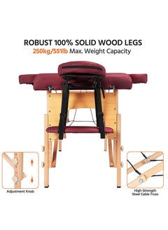 Cool Baby Portable Massage Table Professional Adjustable Folding Bed with 2-part Wooden Frame Ergonomic Headrest and Tote Bag for Therapeutic Tattoo Salon SPA Facial Treatment  - Image 3