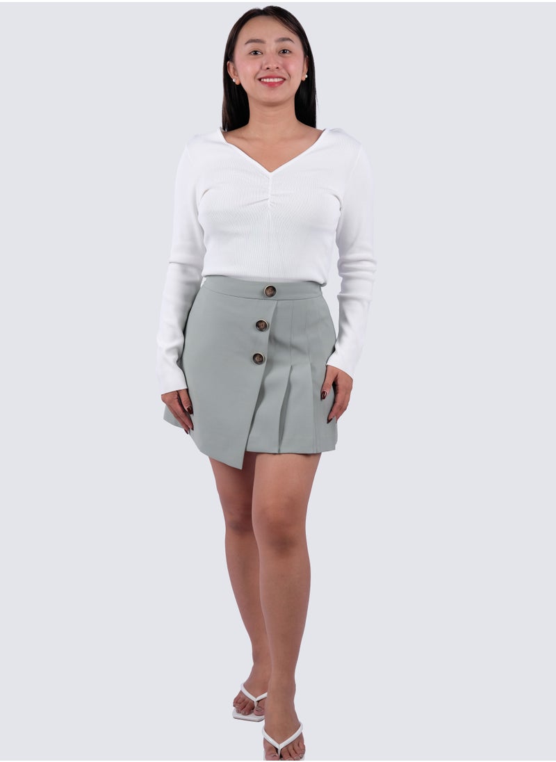 VERO MODA - Choice Livorno Pleated Mini Skirt in Blue Surf - Image 1