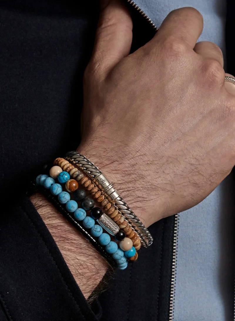 Rebel & Rose Men's Matt Turquoise Delight Beaded Bracelet, 8 mm