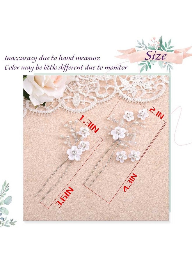 Fstrend Bridal Wedding Hair Pins Silver Sparkly Rhinestones Pearls Flower Hair Pin Bride Hairpieces Gorgeous Hair Accessories For Women And Girls(Pack Of 2) (Silver) - Image 4