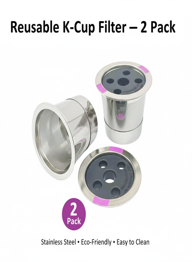 Suny Smiling 2Pack Stainless Steel Reusable K Cups for K,eurig K Supreme/Plus/K Slim, K-e-urig Reusable Coffee Pods Refillable KCup Filters, Wide Compatibility with Ke - urig 1.0/2.0 (Not Smart Series/K-Mini) - Image 2